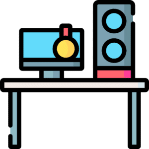Modern gaming setup with a high-definition monitor and gaming accessories.